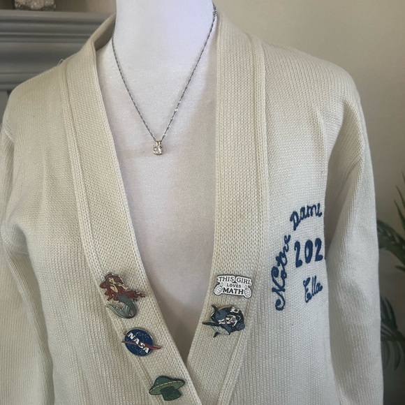 Vintage Broadway Of California Norte Dame Preppy Cardigan Sweater - Picture 9 of 12